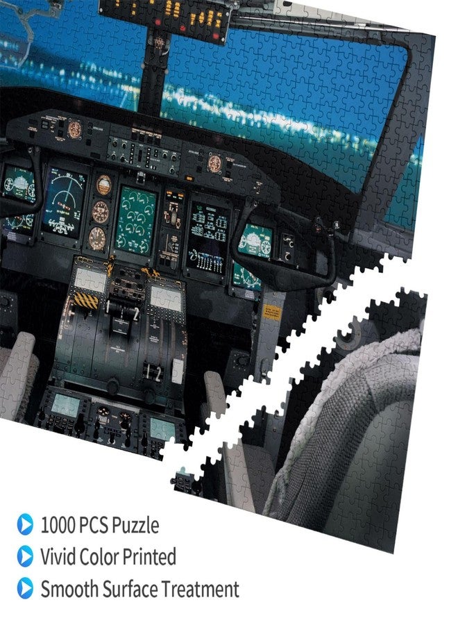 NELife 1000 Pieces Airplane Cockpit View Jigsaw Puzzle,Fun Educational Toy for Kids Ages 12,Teens & Families.Educational Games Home Decoration Puzzle,Size 29.5'' X 19.7'', Airplane Puzzle - Image 2